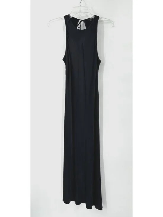 RAILS SOLENE DRESS black midi MEDIUM satin party sleeveless cutout slinky - Picture 5 of 14